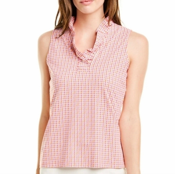 J. McLaughlin Durham Sleeveless Ruffle Sleeveless Tank Top Large - Picture 1 of 7